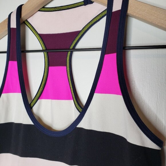 Lululemon Wide Stripe Cool Racerback Tank Top‎ Burgundy Pink 4 - Picture 3 of 6